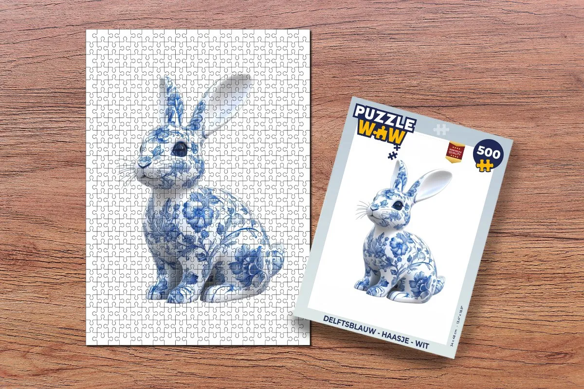 PuzzleWow Delftsblauw Paashaas Legpuzzel 500 Stuks - MPN 8721172700278