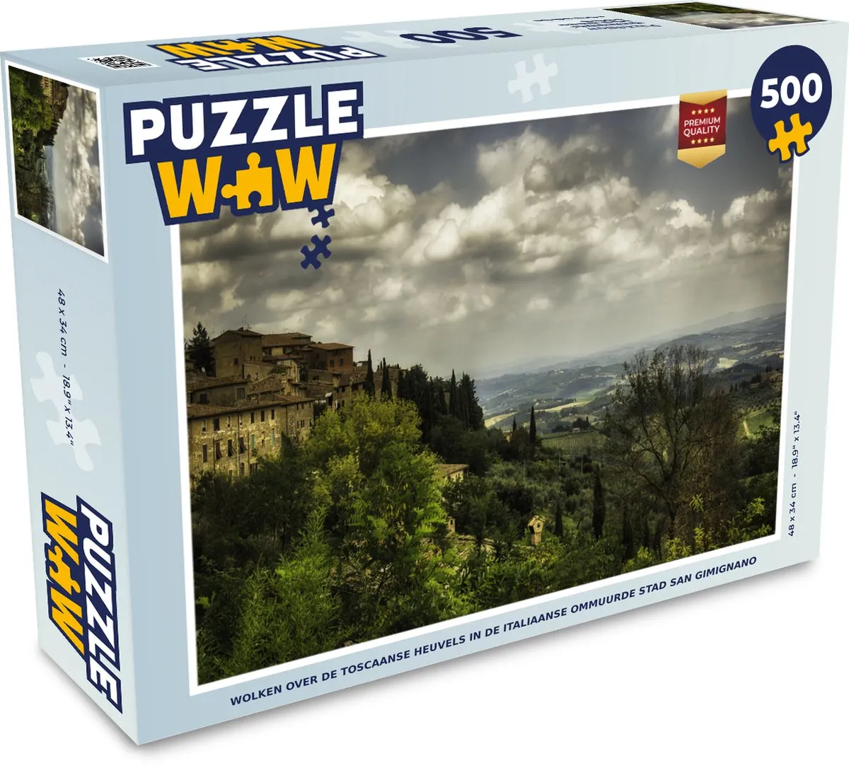PuzzleWow Wolken Toscaanse Heuvels San Gimignano Legpuzzel 500 Stuks