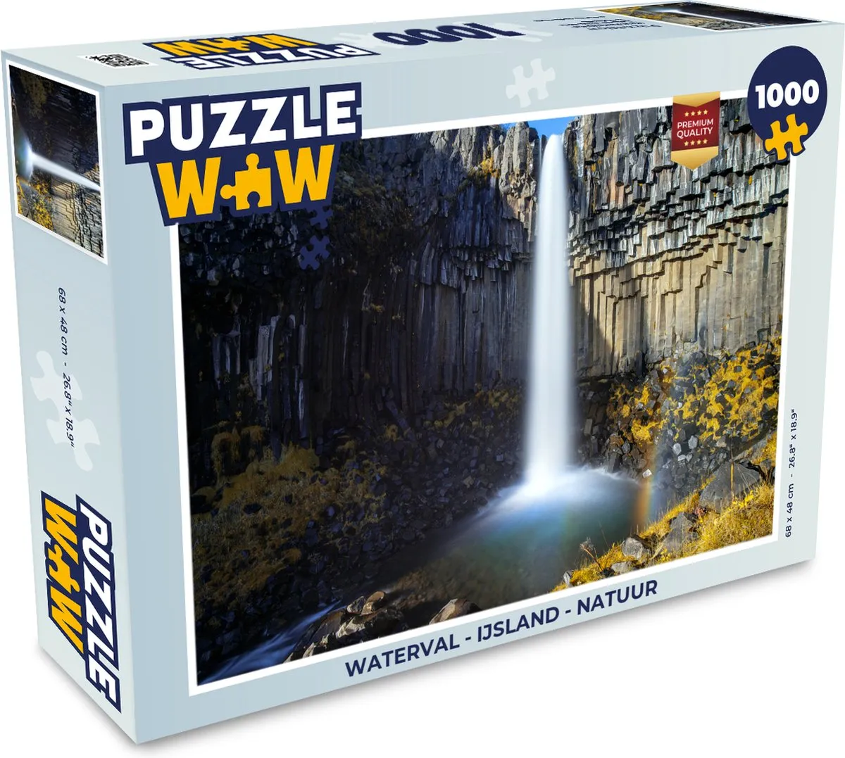 PuzzleWow Waterval IJsland Legpuzzel 1000 Stuks - Multicolor