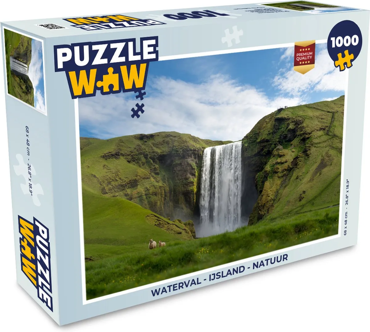PuzzleWow Waterval IJsland Legpuzzel 1000 Stuks - Multicolor