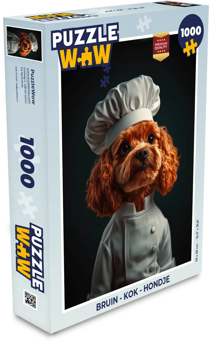 PuzzleWow Legpuzzel 1000 Stuks - Bruin Hondje & Kok