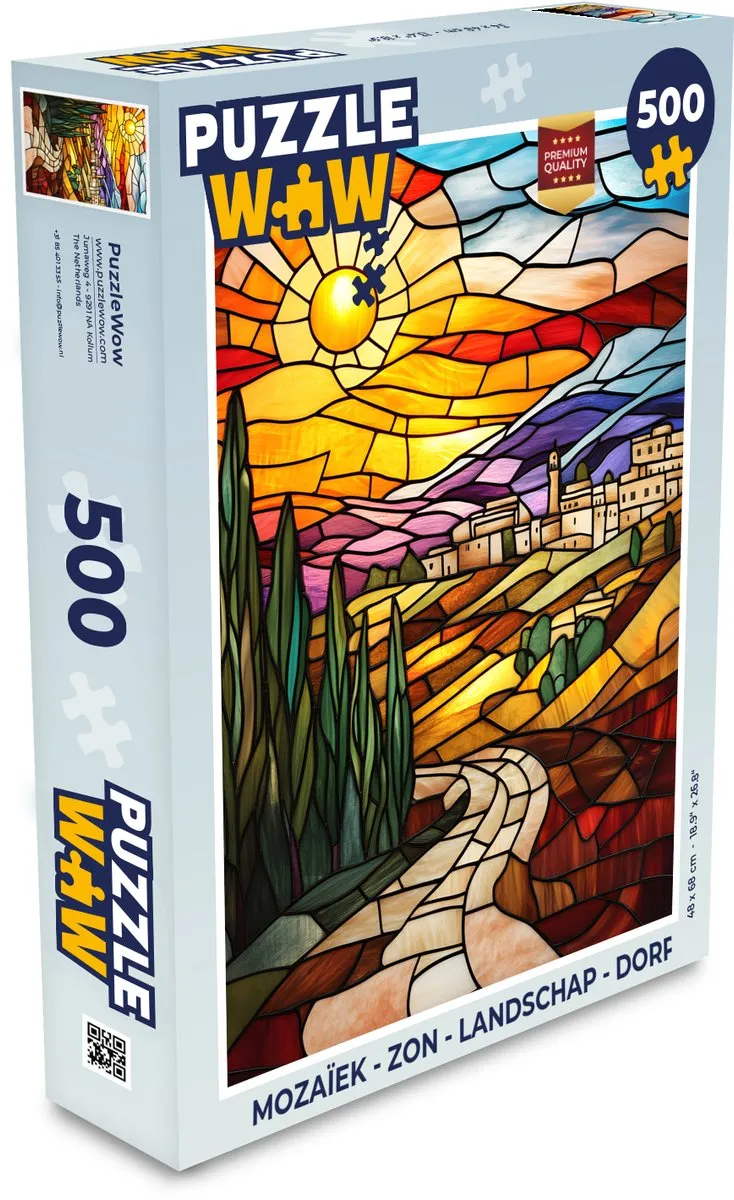 PuzzleWow Mozaïek Zon Landschap Dorp Legpuzzel 500 Stuks