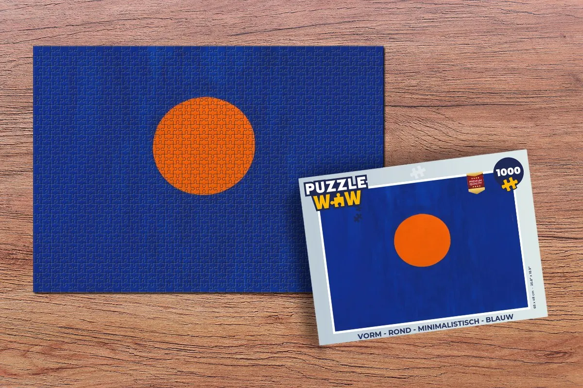 PuzzleWow Minimalistische Ronde Puzzel 1000 Stuks - Blauw