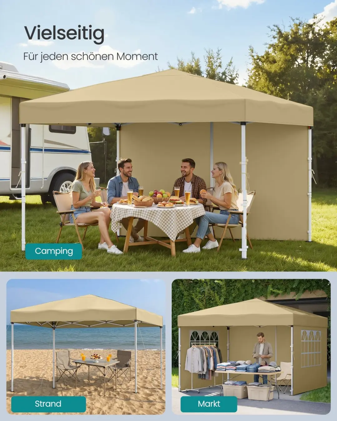 Songmics Vouwpaviljoen Beige 3x3m - afbeelding 6 van 6