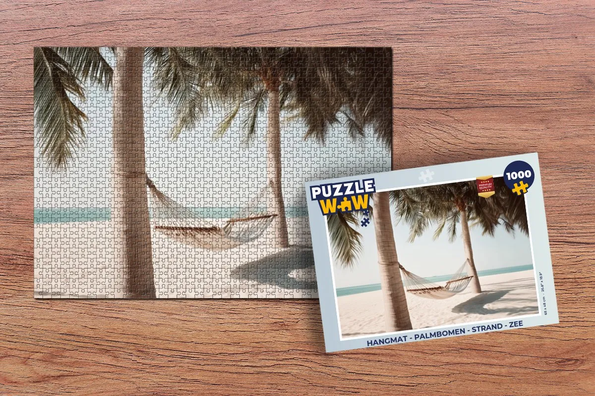 PuzzleWow Hangmat Puzzel 1000 Stuks - Palmbomen & Strand