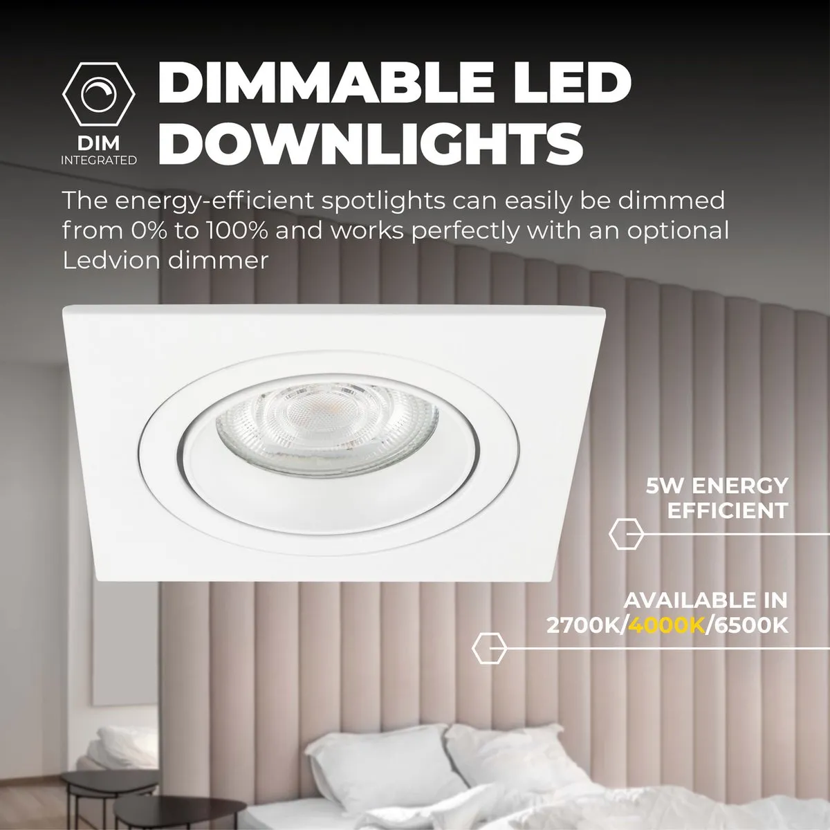 Ledvion Sevilla Inbouwspot 3W - 4000K - Ø92mm - Wit