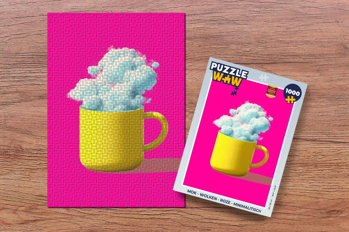 PuzzleWow Mok Wolken Roze Legpuzzel 1000 Stuks