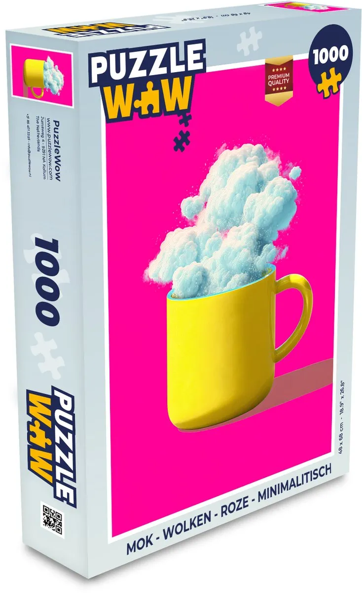 PuzzleWow Mok Wolken Roze Legpuzzel 1000 Stuks
