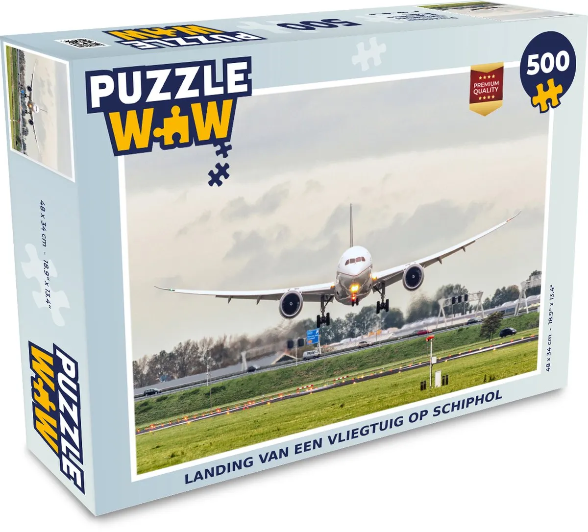 PuzzleWow Legpuzzel 500 Stuks - Schiphol Landing - Multicolor