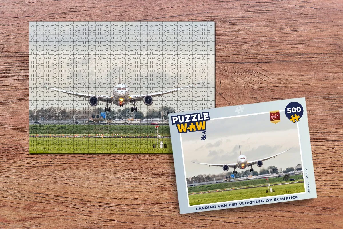 PuzzleWow Legpuzzel 500 Stuks - Schiphol Landing - Multicolor