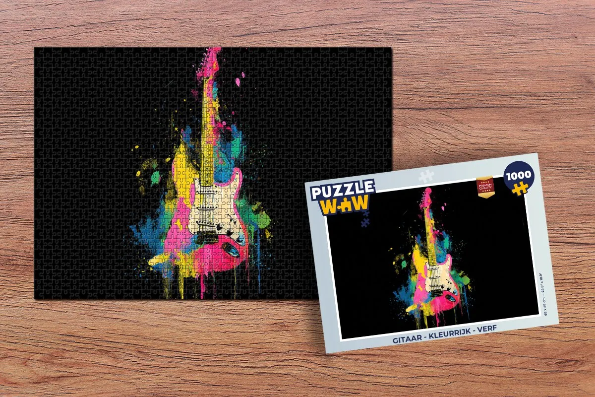 PuzzleWow Gitaar Puzzel 1000 Stuks - Kleurrijk