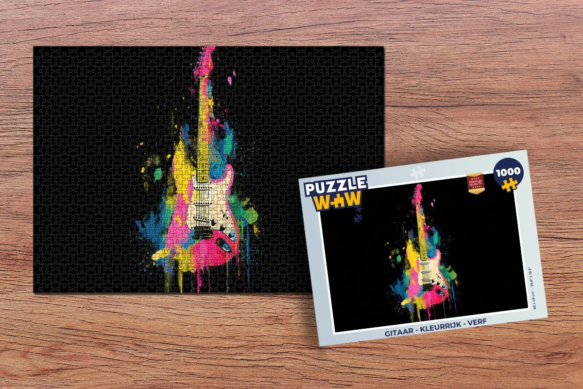 PuzzleWow Gitaar Puzzel 1000 Stuks - Kleurrijk