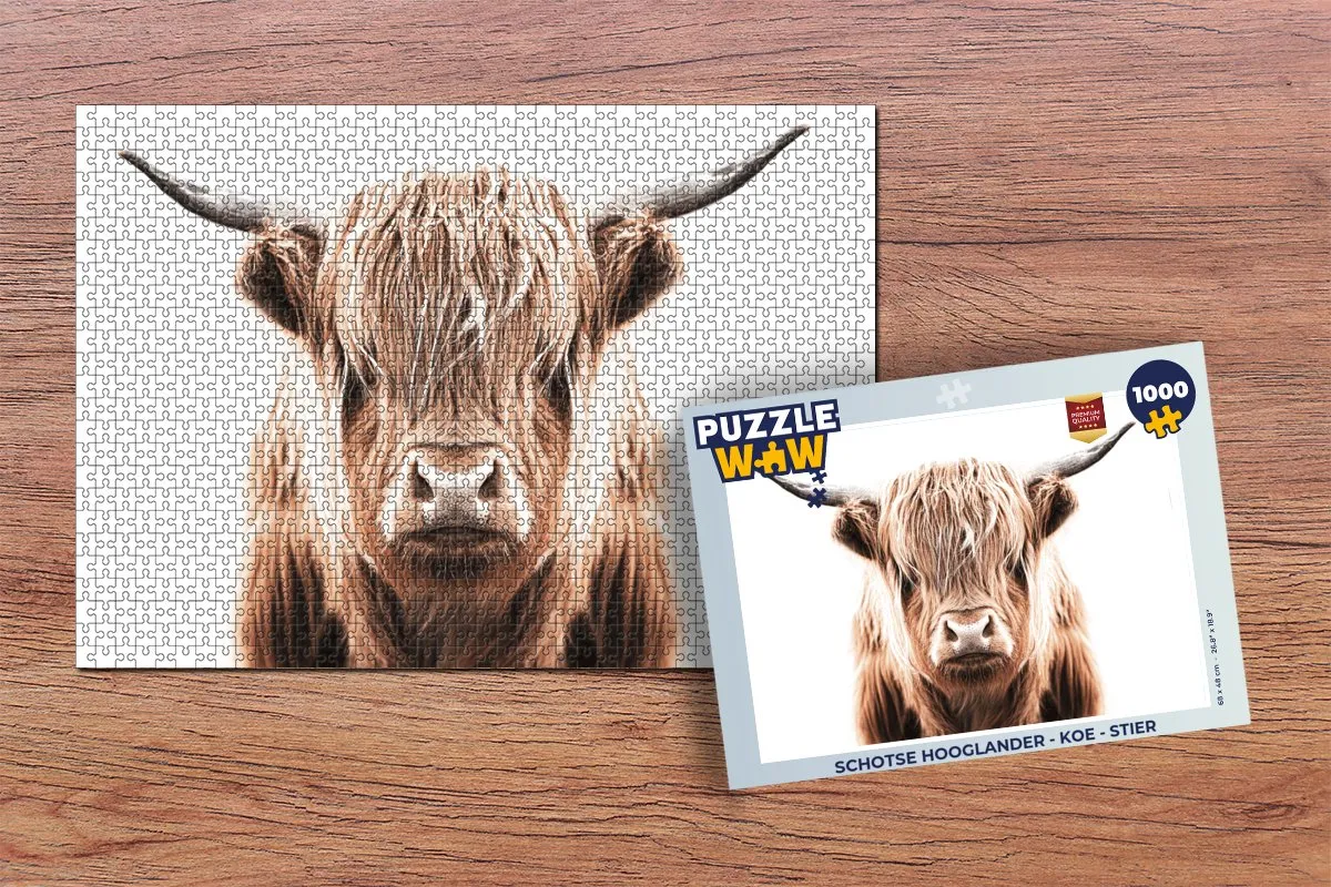 PuzzleWow Schotse Hooglander Legpuzzel 1000 Stuks - Multicolor