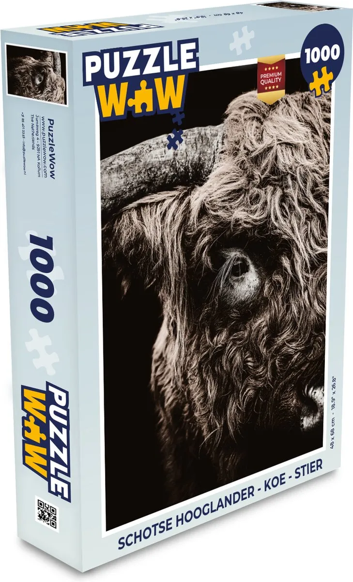 PuzzleWow Schotse Hooglander Legpuzzel 1000 Stuks - Multicolor