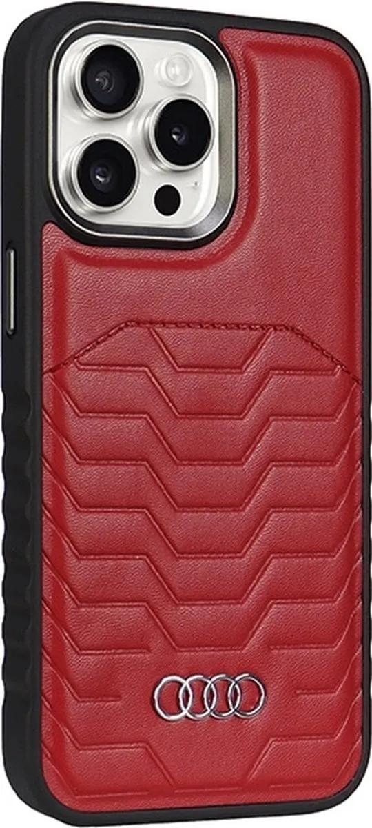 Audi Synthetic Leather MagSafe iPhone 15 Pro Hoes - Rood - afbeelding 2 van 6