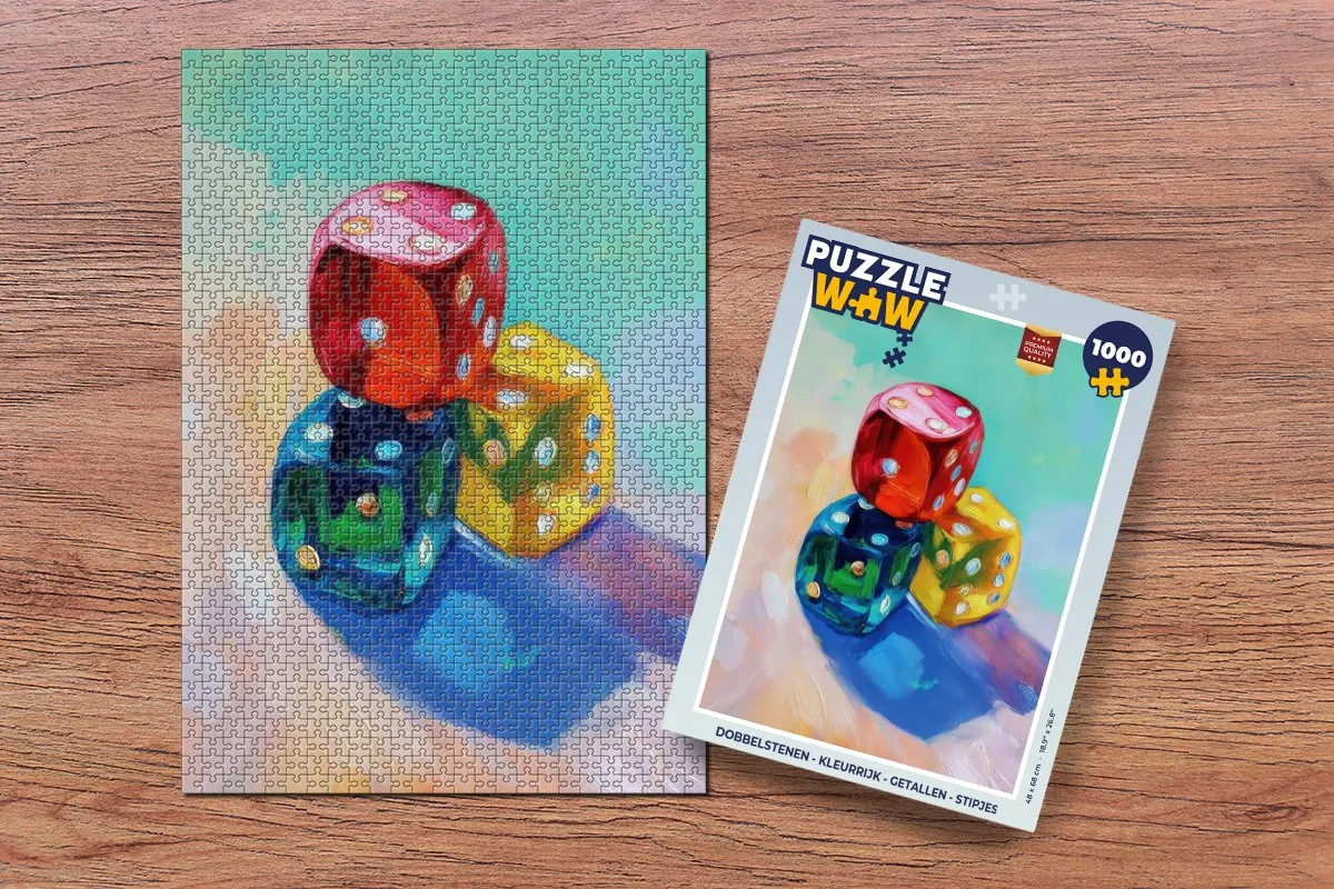 PuzzleWow Dobbelstenen Puzzel 1000 Stuks - Kleurrijk