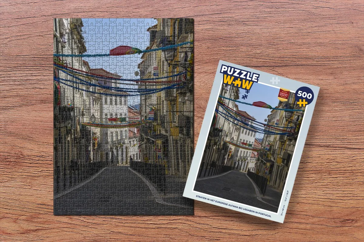 PuzzleWow Straten Alfama Lissabon Legpuzzel 500 Stuks - Multicolor