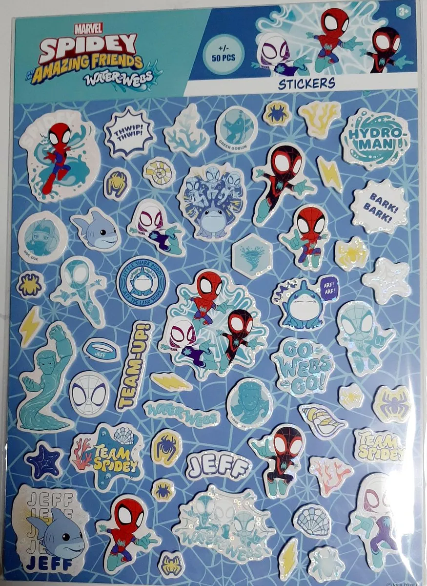 Marvel Spidey and Amazing Friends Stickerwebben - Blauw - 50+ Bubbelstickers 3D