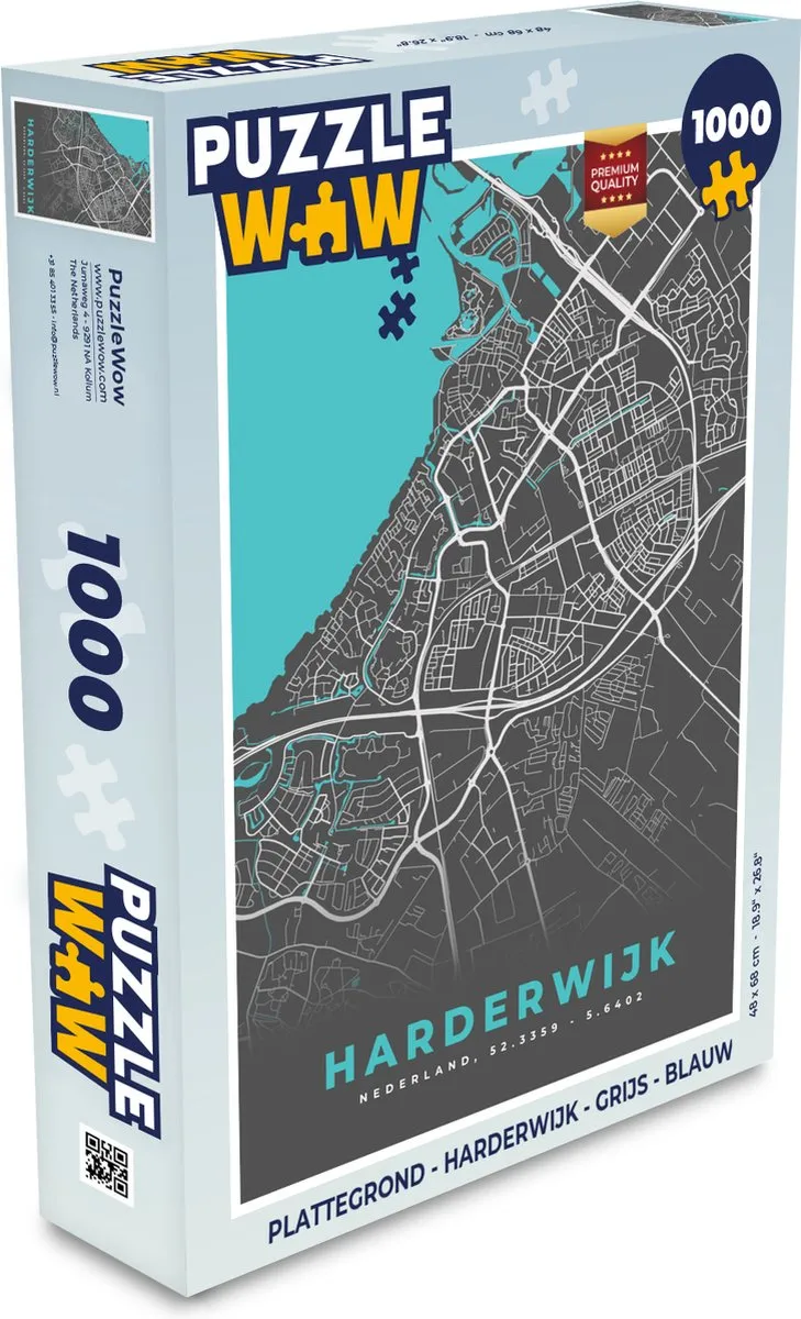 PuzzleWow Harderwijk Stadskaart Puzzel 1000 Stuks