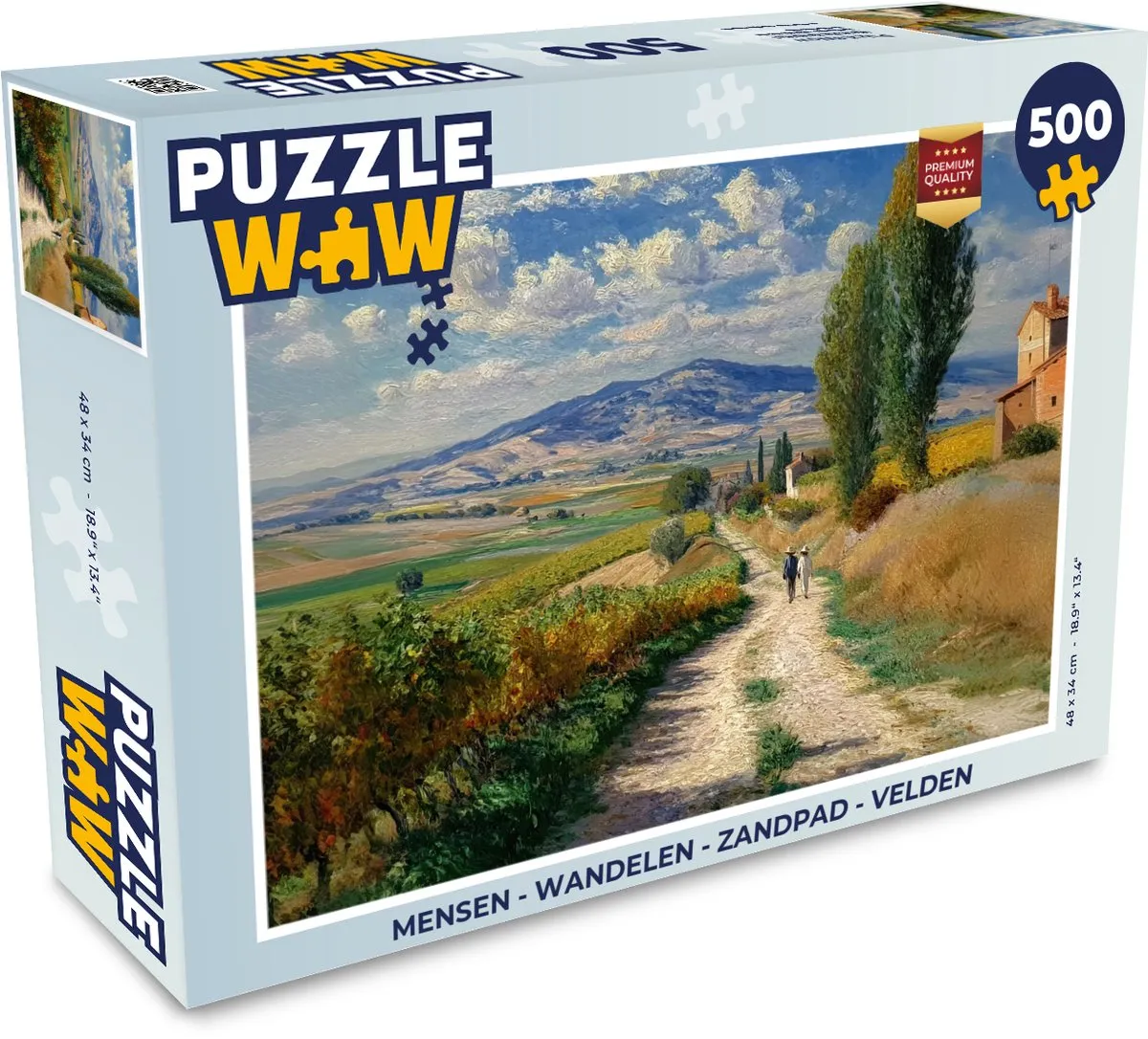 PuzzleWow Wandelen Zandpad Velden Bergen Legpuzzel 500 Stuks
