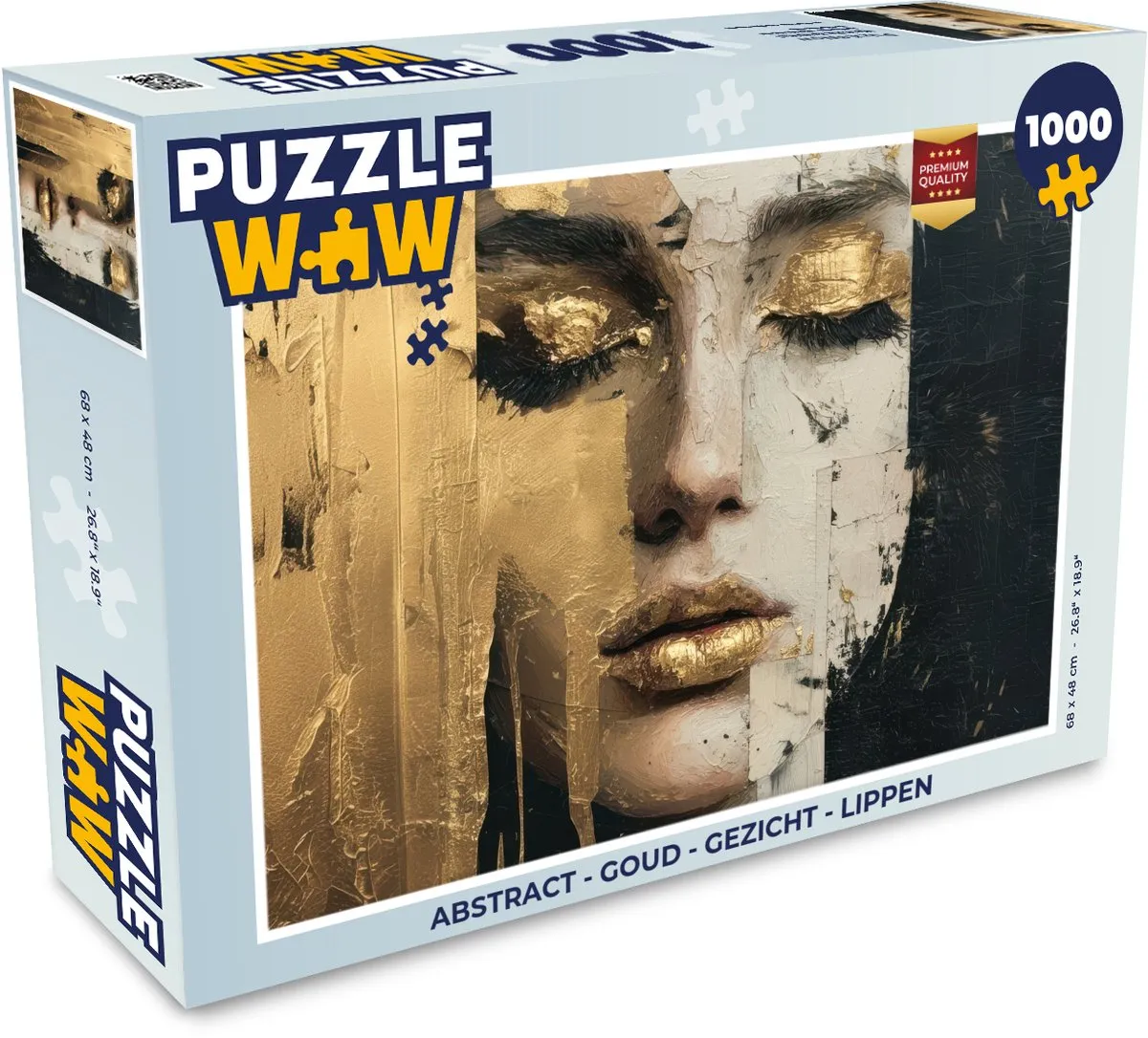 PuzzleWow Abstract Gezicht Lippen Legpuzzel 1000 Stuks - Goud