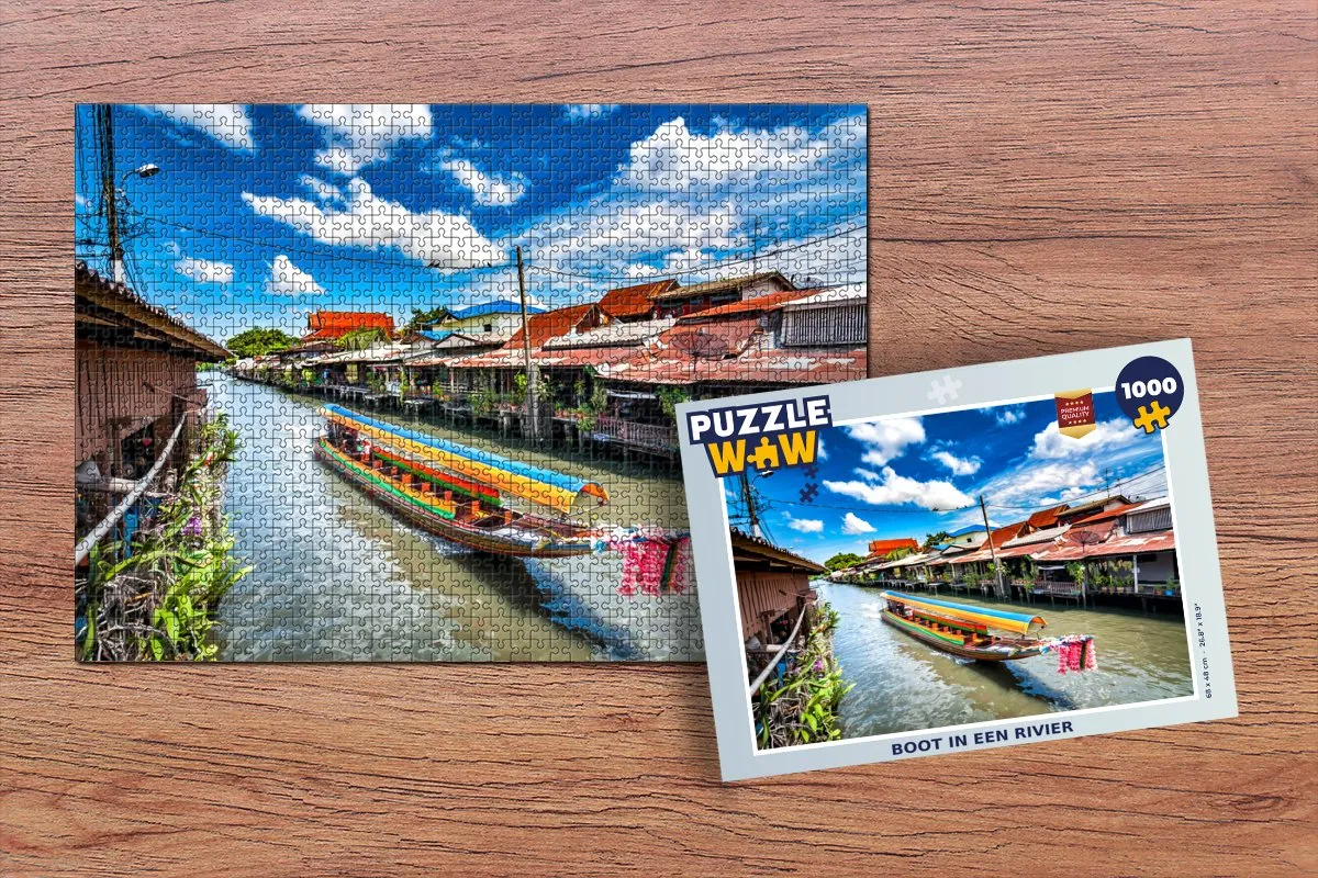 PuzzleWow Legpuzzel 1000 Stuks - Thailand Rivier Boot Multicolor