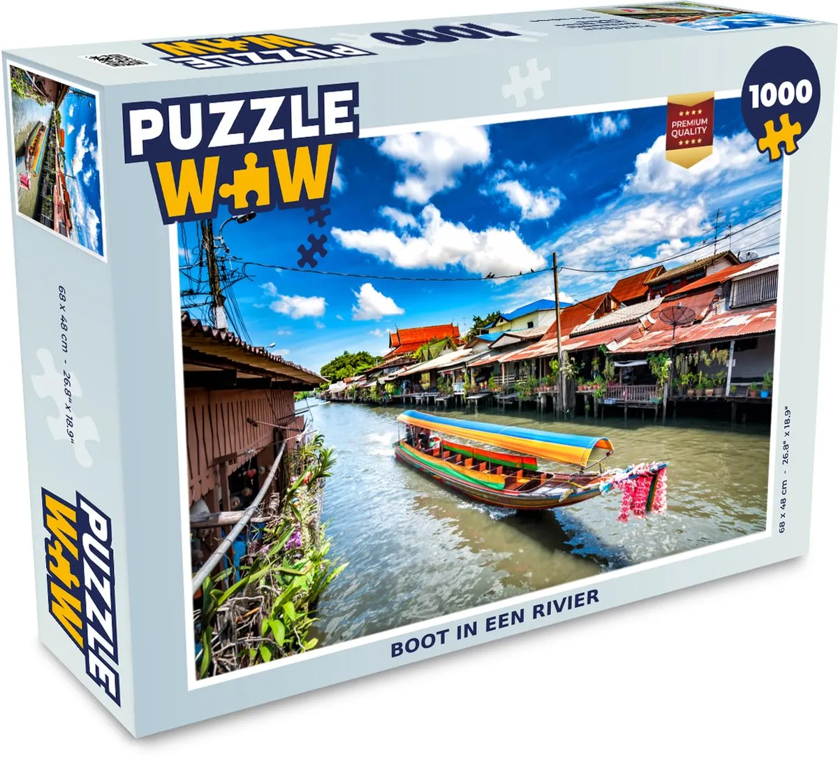 PuzzleWow Legpuzzel 1000 Stuks - Thailand Rivier Boot Multicolor