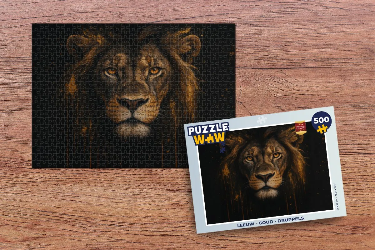 PuzzleWow Leeuw Druppels Legpuzzel 500 Stuks - Goud