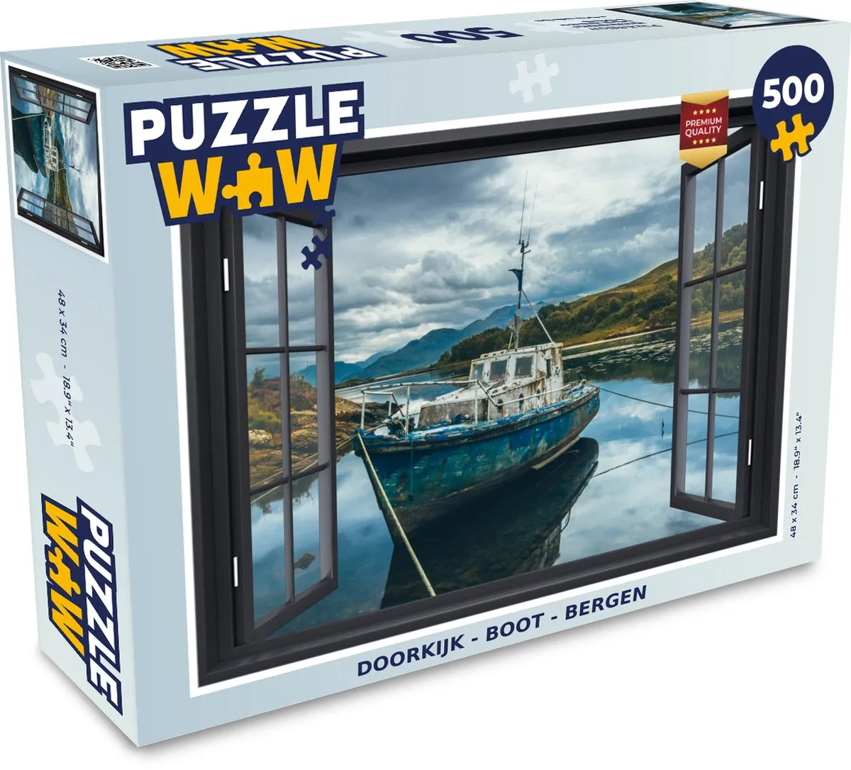 PuzzleWow Doorkijk Boot Berg Legpuzzel 500 Stuks - Multicolor