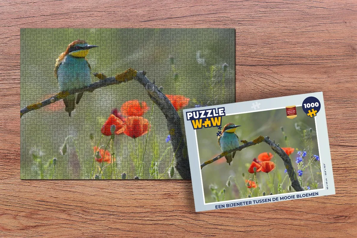 PuzzleWow Legpuzzel 1000 Stuks - Bijeneter tussen bloemen Multicolor