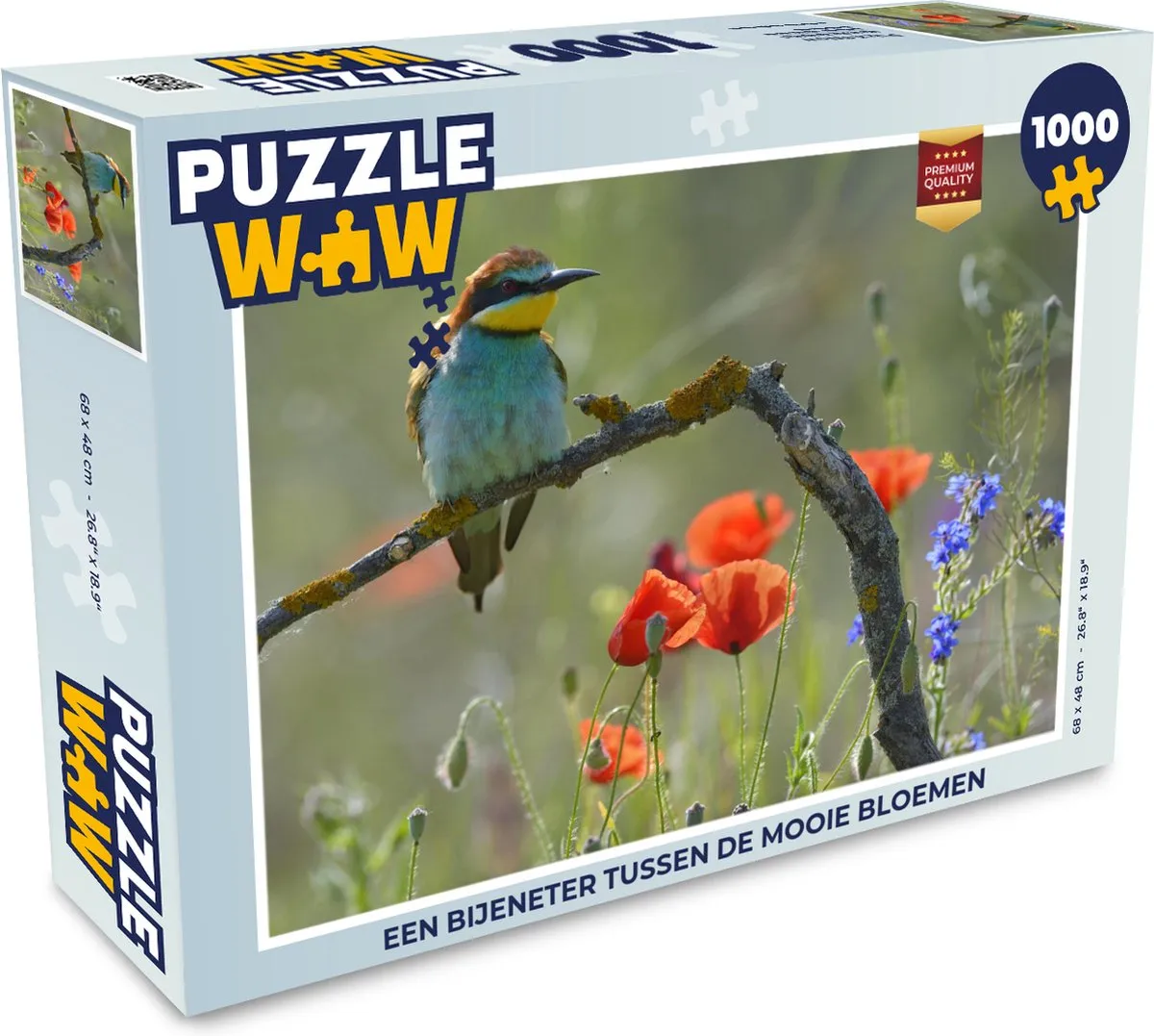 PuzzleWow Legpuzzel 1000 Stuks - Bijeneter tussen bloemen Multicolor