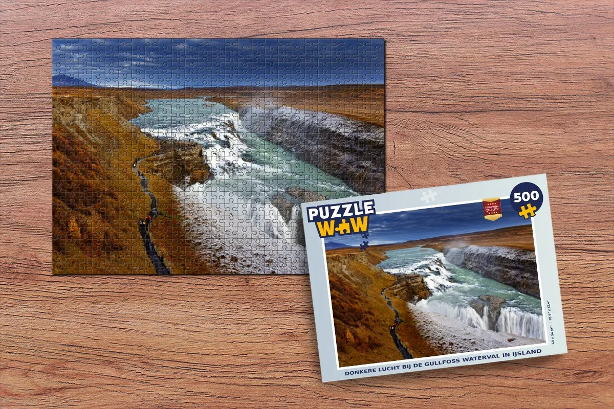 PuzzleWow Legpuzzel Gullfoss 500 Stuks - Multicolor