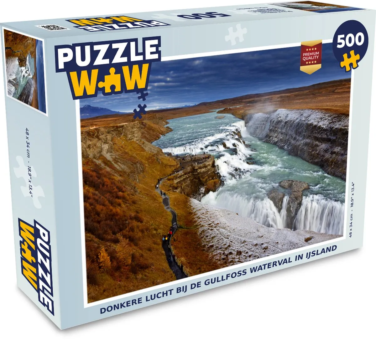 PuzzleWow Legpuzzel Gullfoss 500 Stuks - Multicolor