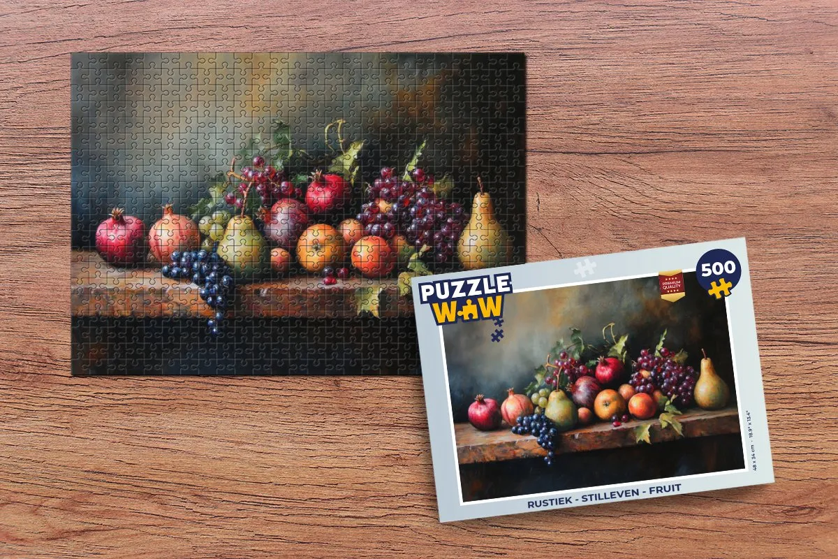 PuzzleWow Rustiek Stilleven Fruit Legpuzzel 500 Stuks - 8721169393407