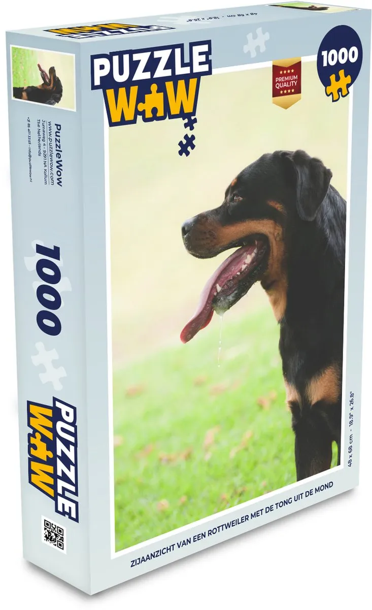 PuzzleWow Legpuzzel Rottweiler 1000 Stuks - Multicolor