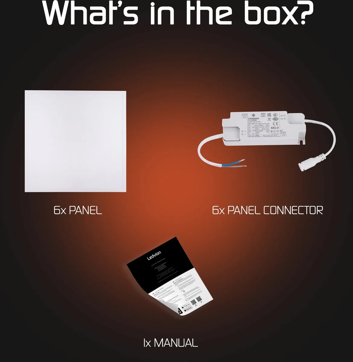 Ledvion 6X LED Paneel 60x60 36W 4000K - 6 Stuks
