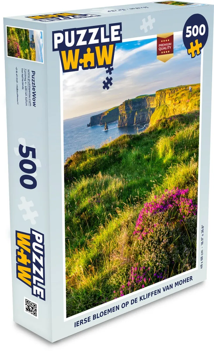 PuzzleWow Ierse Bloemen Kliffen van Moher Legpuzzel 500 Stuks - Multicolor