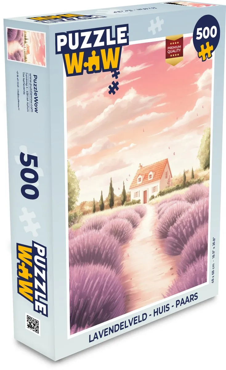 PuzzleWow Lavendelveld Legpuzzel 500 Stuks - Paars