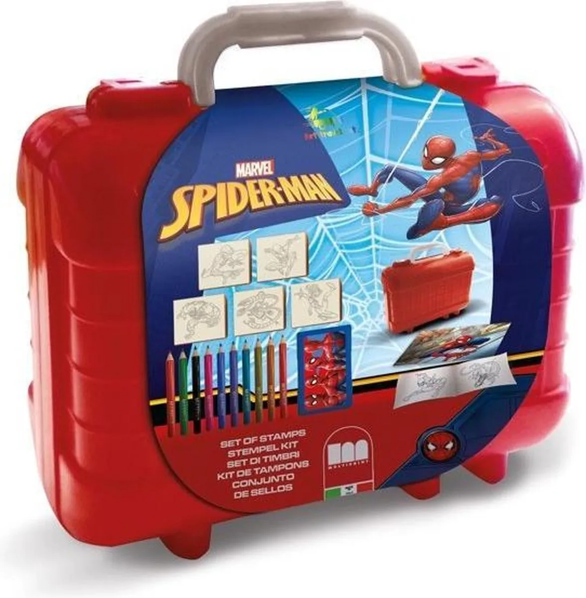 Spider-Man Stempelkoffer - 18 Stuks Multicolor