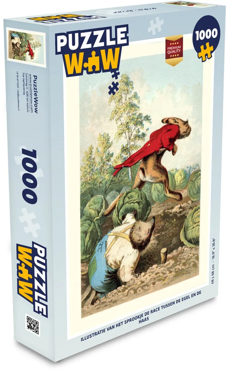 PuzzleWow Legpuzzel De Race tussen de Egel en de Haas 1000 Stuks