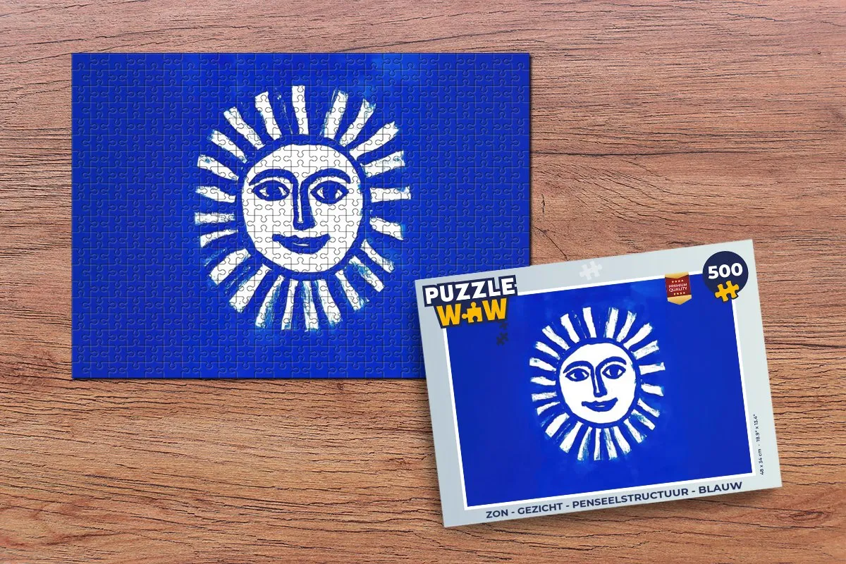 PuzzleWow Zon - Gezicht Legpuzzel 500 Stuks - Blauw