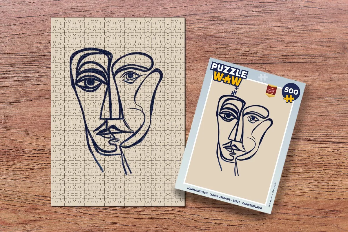 PuzzleWow Minimalistisch Legpuzzel 500 Stuks - Lijnillustratie
