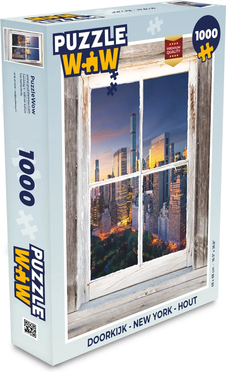 PuzzleWow Doorkijk New York Legpuzzel 1000 Stuks