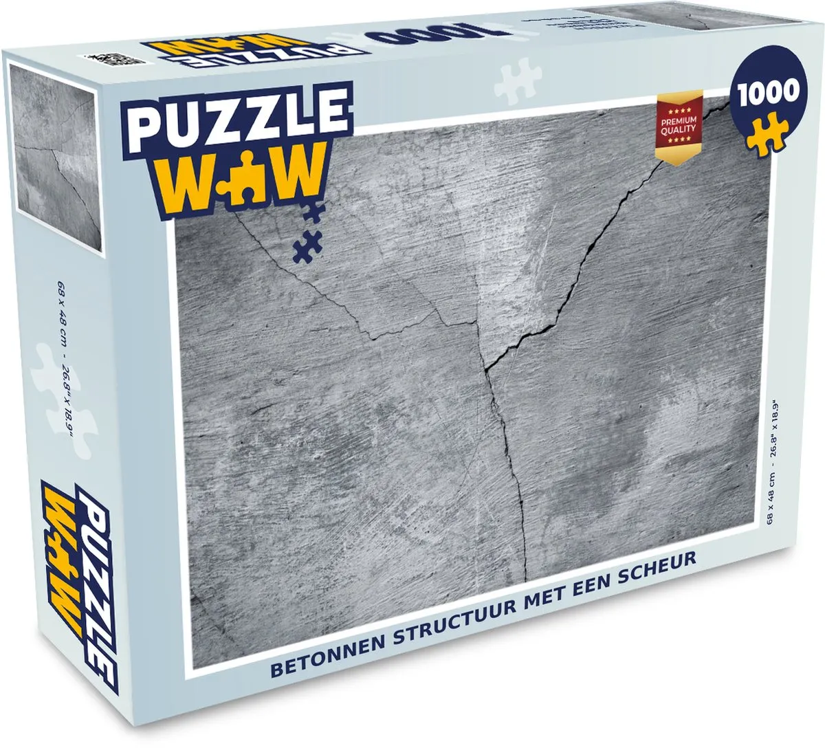PuzzleWow Beton Scheur Legpuzzel 1000 Stuks - Multicolor