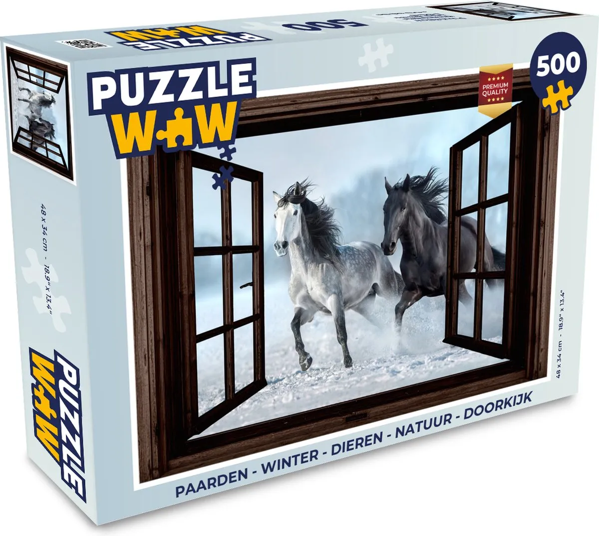 PuzzleWow Paarden Winter Legpuzzel 500 Stuks - Paarden/Sneeuw