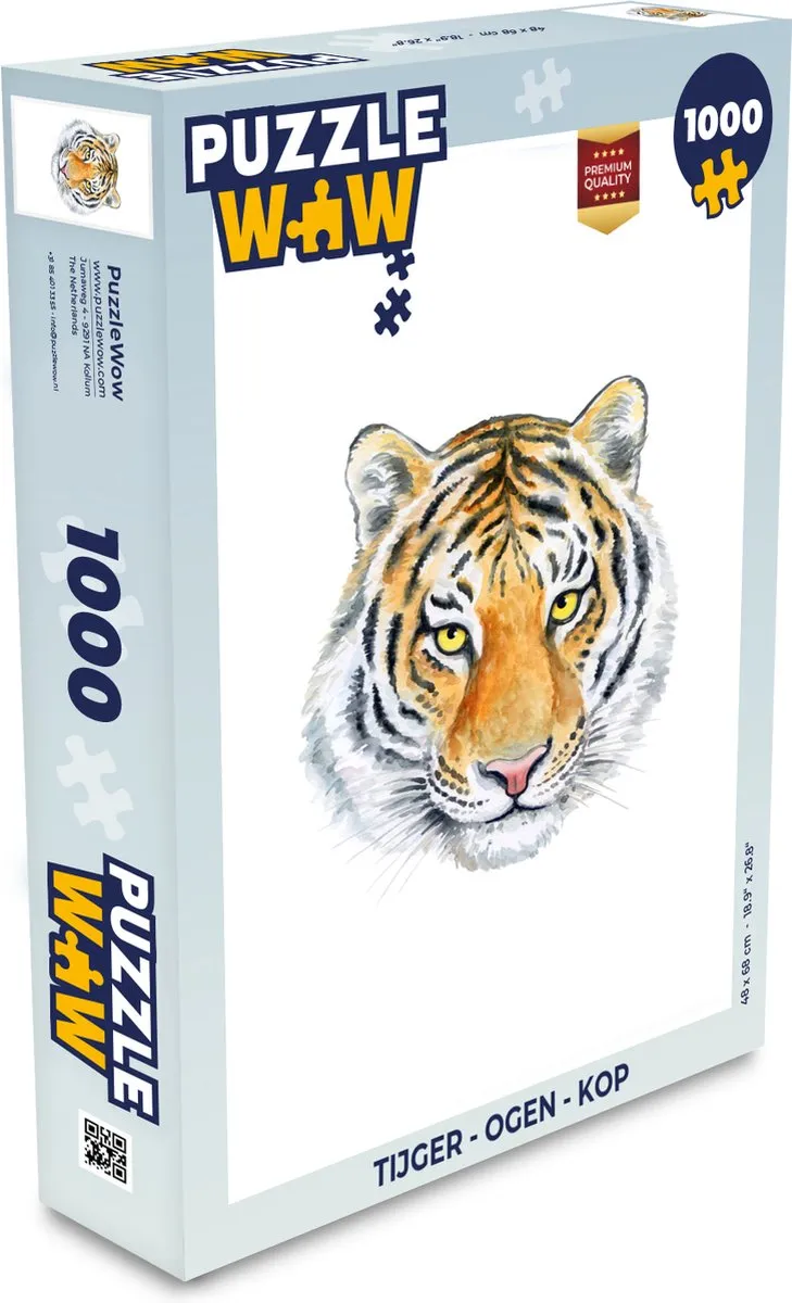 PuzzleWow Tijger - Ogen - Kop Legpuzzel 1000 Stuks - Multicolor