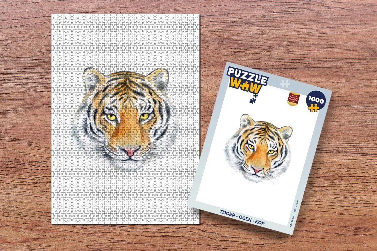 PuzzleWow Tijger - Ogen - Kop Legpuzzel 1000 Stuks - Multicolor