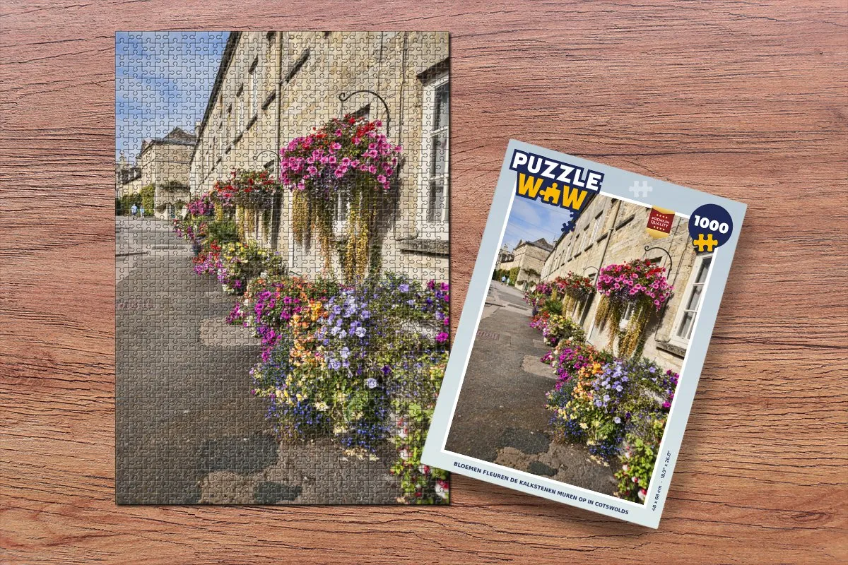 PuzzleWow Legpuzzel 1000 Stuks Bloemen Cotswolds - Multicolor