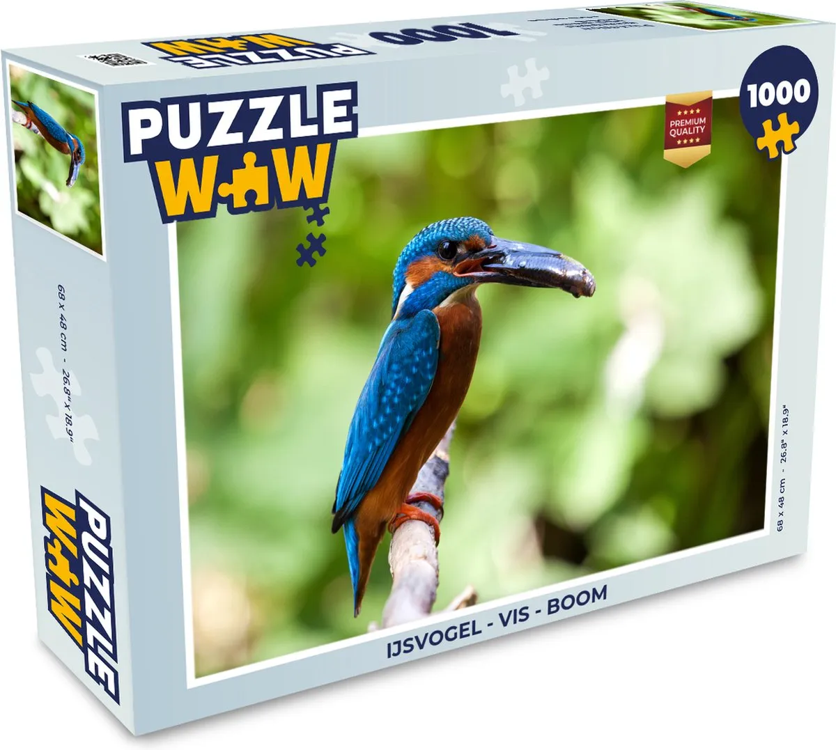 PuzzleWow IJsvogel Vis Boom Legpuzzel 1000 Stuks - Multicolor
