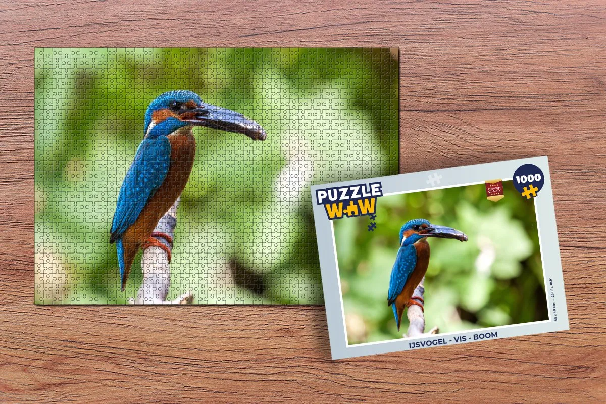 PuzzleWow IJsvogel Vis Boom Legpuzzel 1000 Stuks - Multicolor